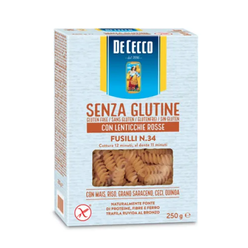 De Cecco Fusilli Senza Glutine Con Lenticchie Rosse-250 g