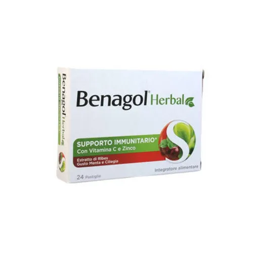 Benagol Herbal Gusto Menta e Ciliegia-24 pastiglie