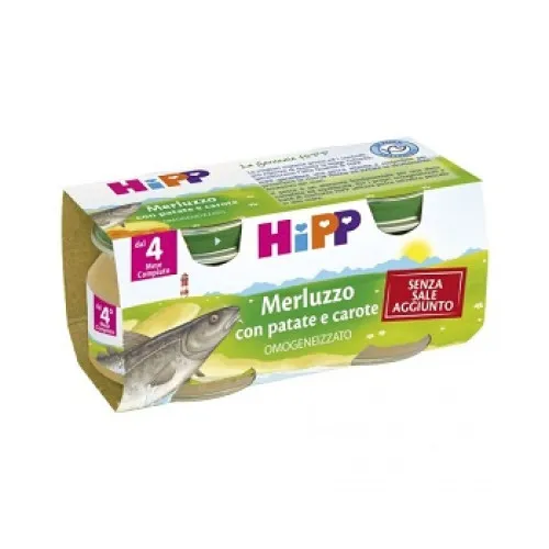 HIPP OMOG MERLUZ/CAR/PAT 2X80G