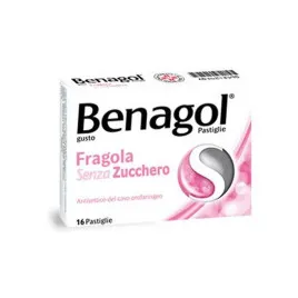 BENAGOL Fragola Senza zucchero antisettico del cavo orale-16 pastiglie