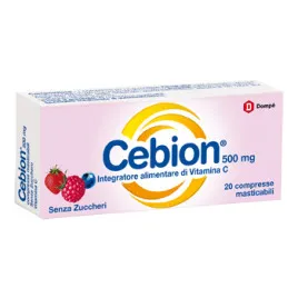 Cebion Integratore Vitamina C 500 mg Gusto Frutti rossi Senza Zucchero-20 compresse masticabili